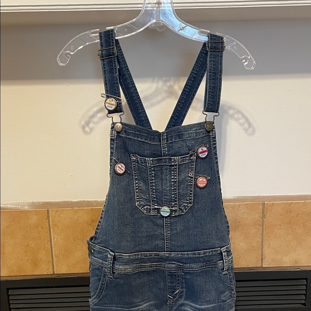 Wallflower Vintage Denim Overalls with Button Accents (size XL)